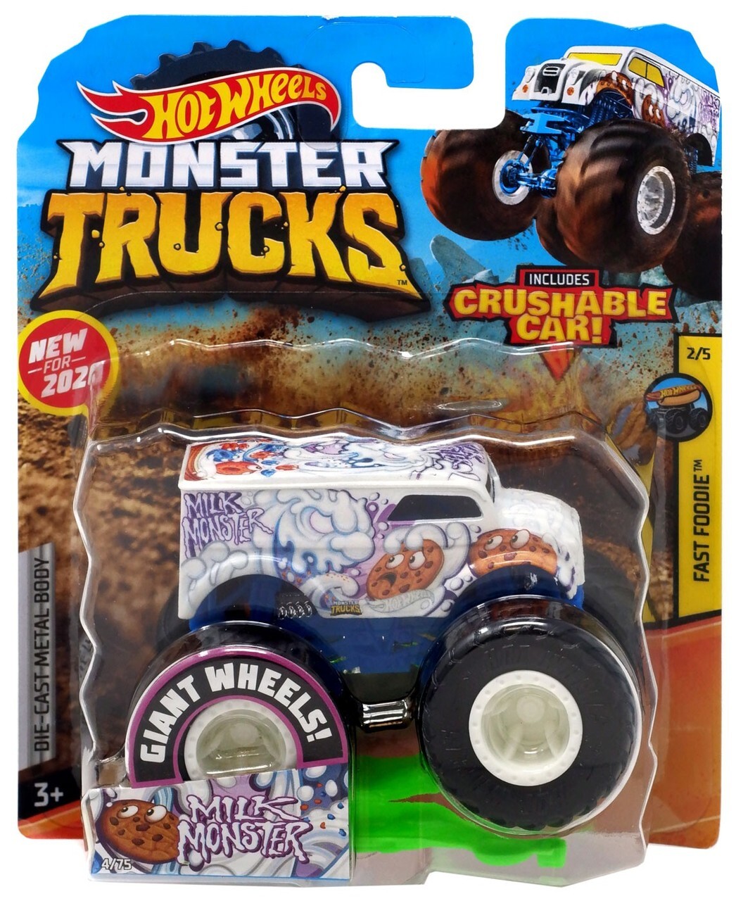 Hot Wheels Monster Trucks Milk Monster + Crushable Car