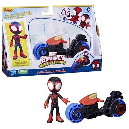 Marvel Spidey and His Amazing Friends Miles Morales Action Figure & Toy Motorcycle