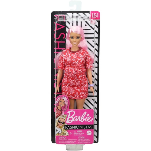 Barbie Fashionistas Doll 151 Long Pink Hair and Red Paisley Outfit