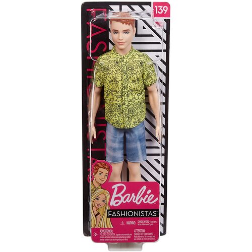 Barbie Fashionistas Ken Doll 139 Red Hair and Graphic Yellow Shirt