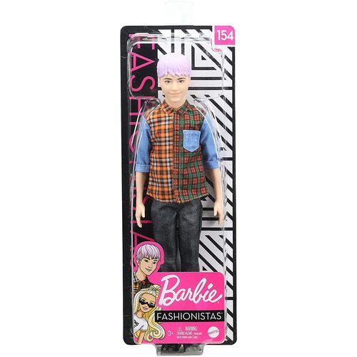 Barbie Fashionistas Ken Doll 154 Purple Hair and Plaid Shirt