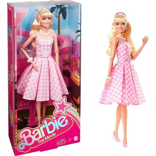 Barbie the Movie Doll Margot Robbie In Pink Gingham Dress