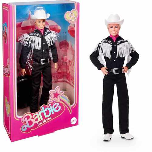 Barbie The Movie Collectible Ken Doll Wearing Black and White Western Outfit