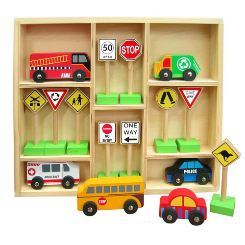 Wooden Cars and Traffic Signs