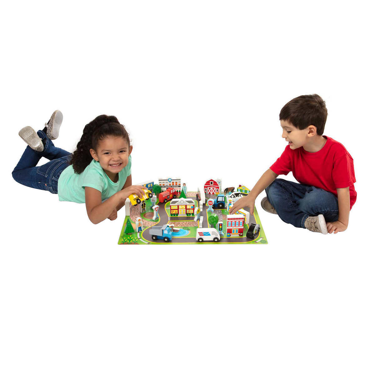 Melissa and Doug Deluxe Wooden Town Vehicles Play Set Melissa Doug