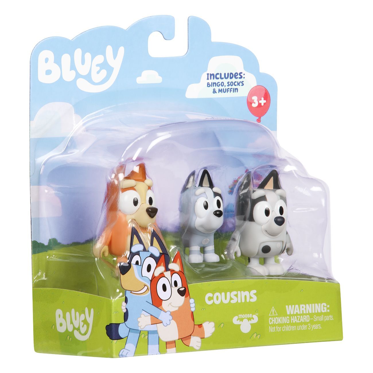 Cousins: Bingo, Muffin & Socks Figurines - Bluey Official Website