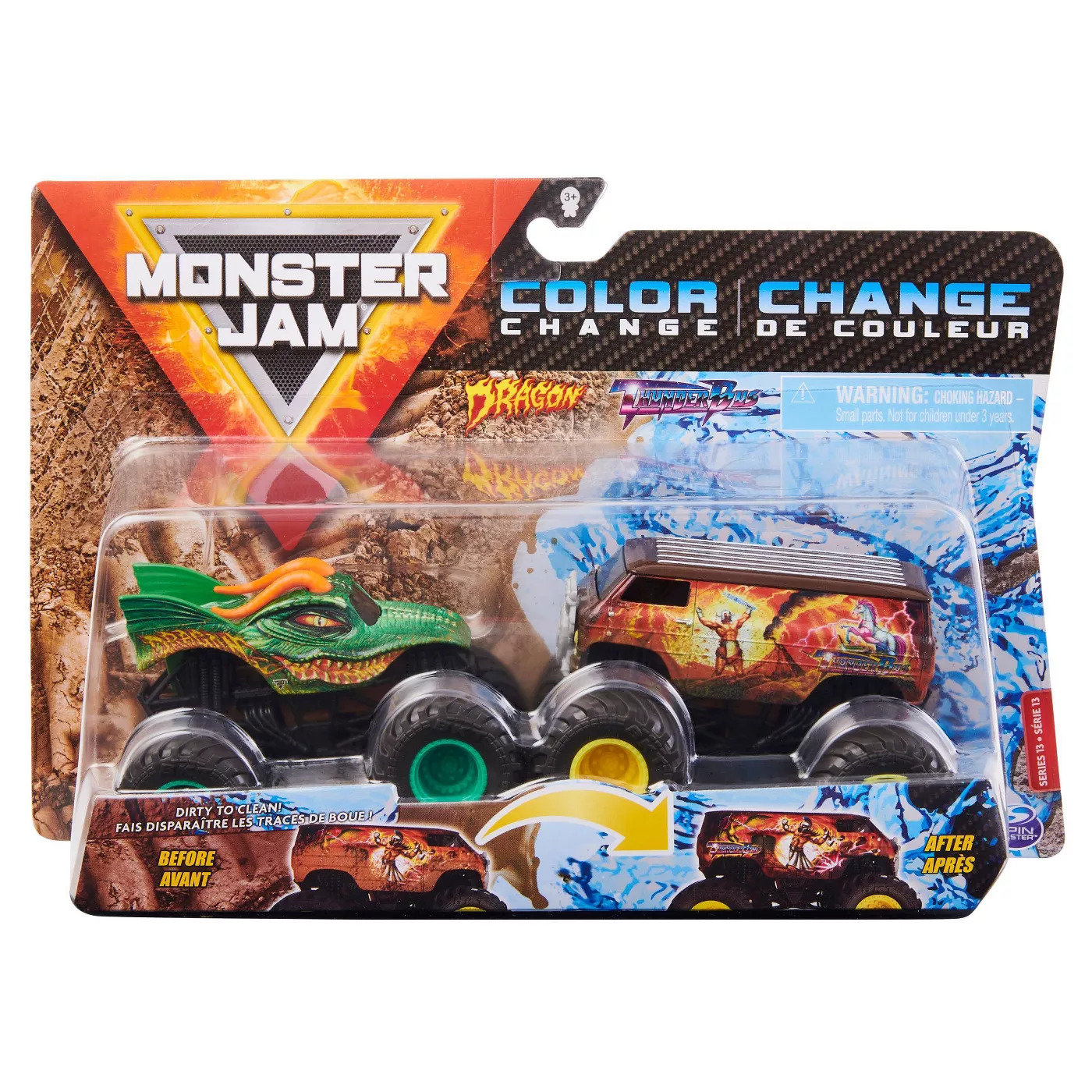Monster Jam Color Change Dragon vs Thunderbus 164 2 Pack