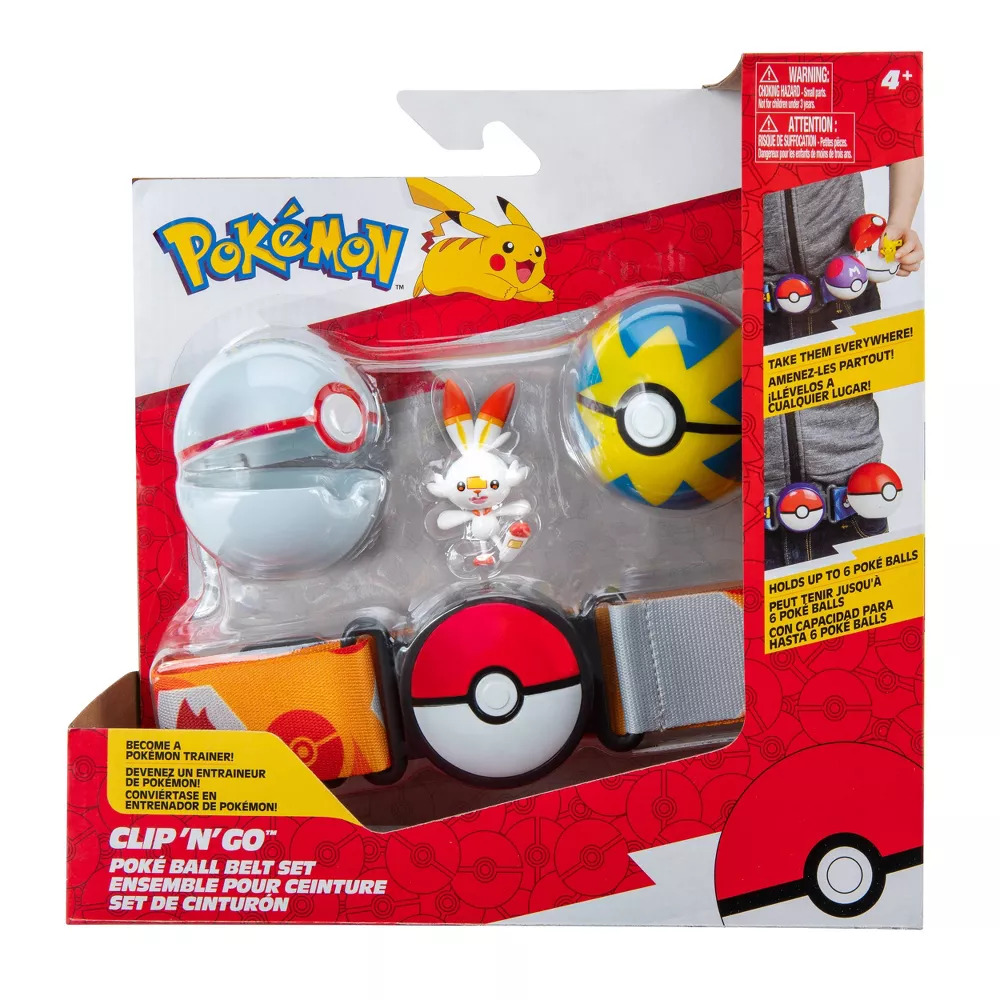 Pokemon Clip N' Go Poke Ball Belt Set Scorbunny