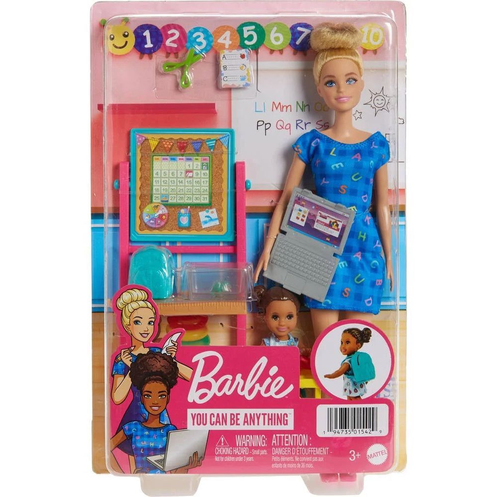 MTL DHB63/HCN19 CAREER PLATSET: BARBIE TEACHER: BLONDE - My