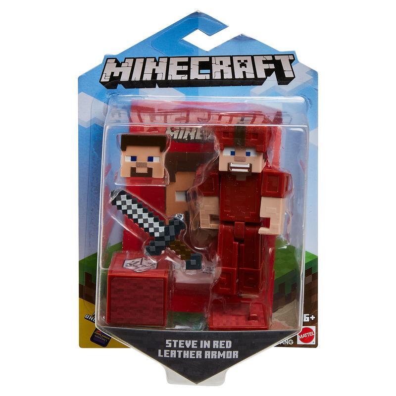 Mattel Minecraft Comic Maker Actionfigur Steve In Red Leather Armor