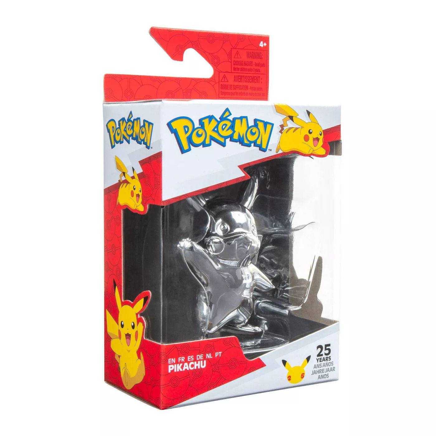 Pokemon 25th Anniversary Edition Silver Figurine Action Figure 4 pack. This  25th Anniversary Silver 4 pack includes characters such as Pikachu