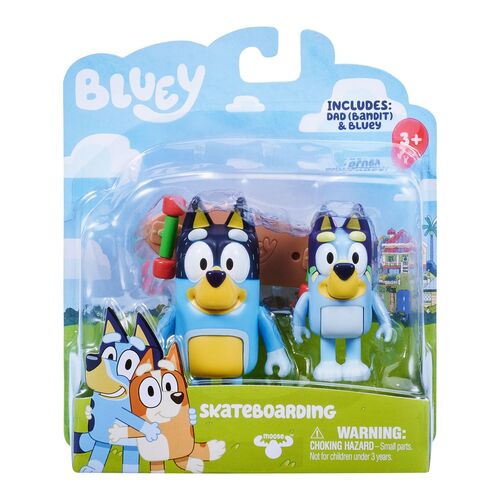 Bandit and Bluey Skateboarding Figurine 2 Pack