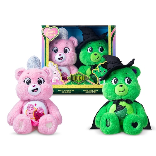 Care Bear 30cm Wicked 2 Pack Plush - Love A Lot Bear As Glinda & Good Luck Bear As Elphaba