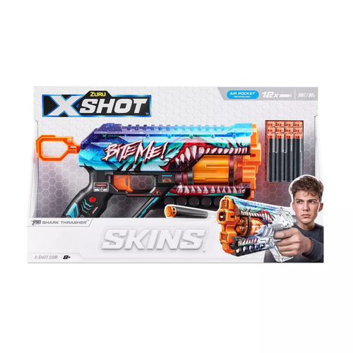 Zuru X-Shot Skins Griefer Shark Thrasher & 12 Darts