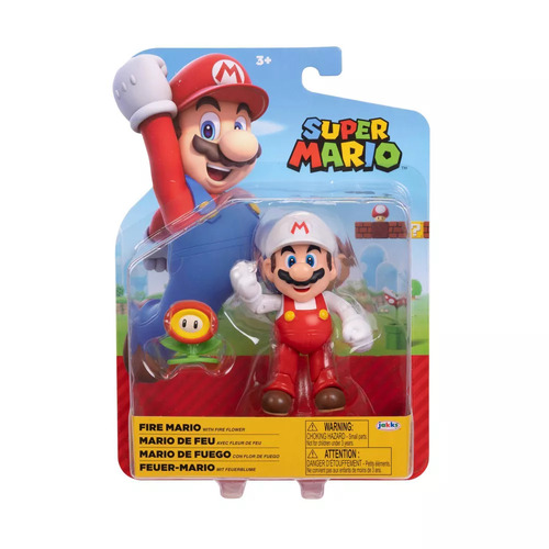 Nintendo Super Mario 10cm Fire Mario with Fire Flower Action Figure