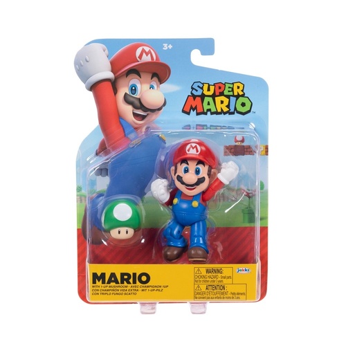 Nintendo Super Mario 4" Figures - Mario with 1-UP Mushroom