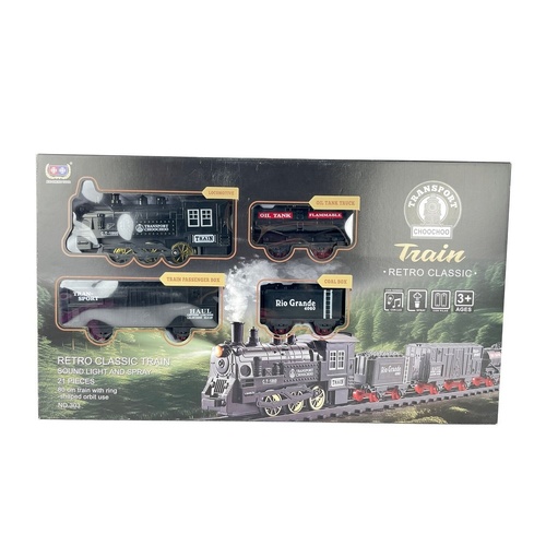 Retro Classic Steam Train Set Electric with Sound Light and Spray