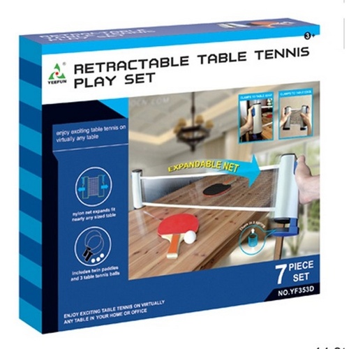 Retractable Net Table Tennis with Twin Paddles and Tennis Ball