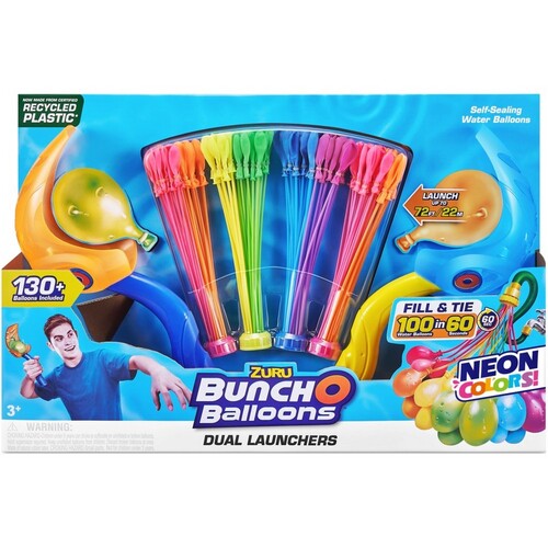 Zuru Bunch O Balloons Neon Colors Dual Launchers 4pk 130+ Balloons