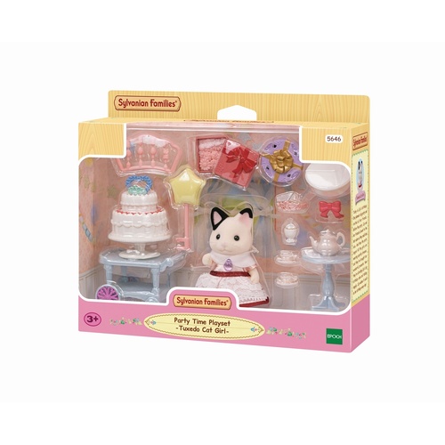 Sylvanian Families Party Time Playset Tuxedo Cat Girl