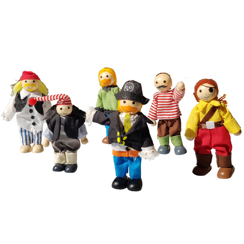 Wooden Pirate Dolls Bendable 