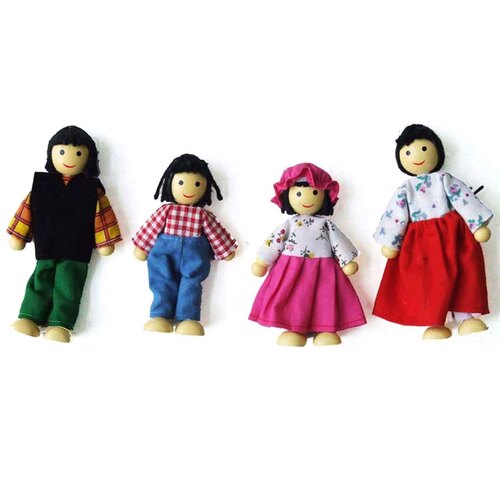 Wooden Doll Family 4pc Asian