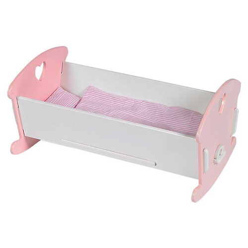 Wooden Doll Cradle Pink