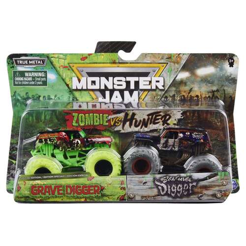 Monster Jam Zombie vs Hunter Grave Digger & Son Uva Digger 2 Pack 1:64