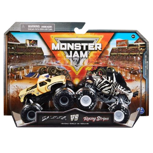 Monster Jam Bulldozer vs Racing Stripes 2 Pack 1:64