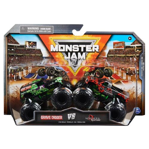 Monster Jam Grave Digger vs Northern Nightmare 2 Pack 1:64