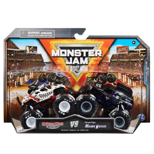 Monster Jam Monster Mutt Dalmatian vs Mohawk Warrior 2 Pack 1:64