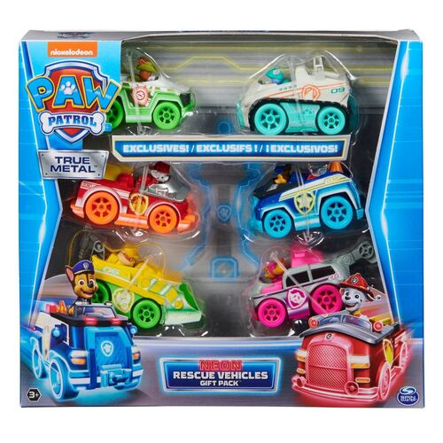Paw Patrol True Metal Neon Rescue Vehicles Gift Pack 6-Pack