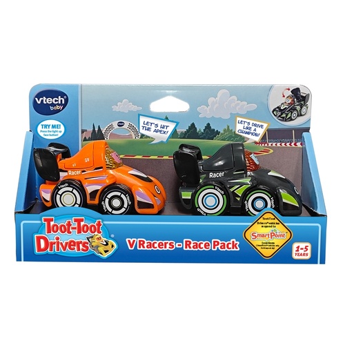 Vtech Toot-Toot Drivers V Racers 2 Pack - Orange & Dark Green