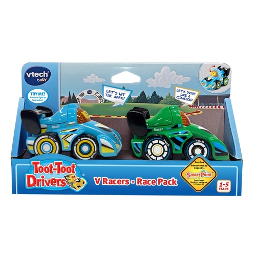 Vtech Toot-Toot Drivers V Racers 2 Pack - Light Green & Sky Blue