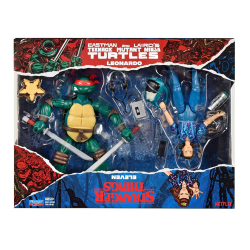 TMNT & Stranger Things Upside Down Remix Leonardo and Eleven Action Figure 2pk
