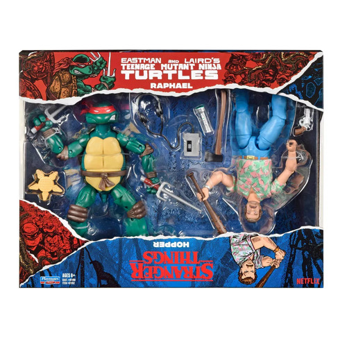 TMNT & Stranger Things Upside Down Remix Raphael and Hopper Action Figure 2pk