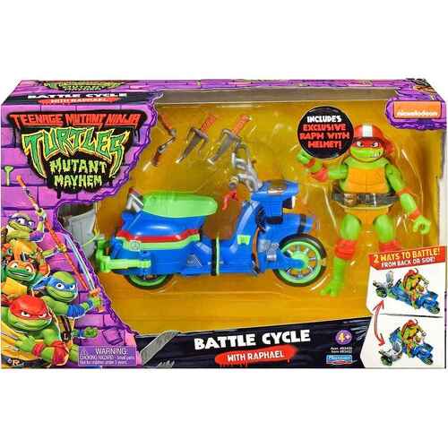 TMNT Mutant Mayhem Battle Cycle with Raphael 4.6" Figure