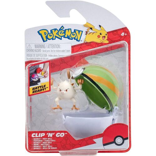 Pokemon Clip N Go Mankey + Nest Ball