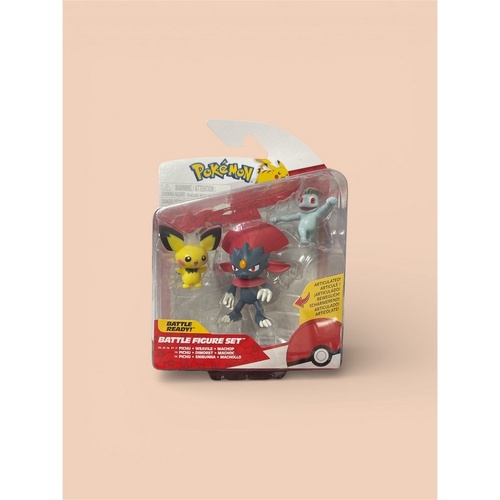 Pokemon Battle Figure Set Pichu + Weavile + Machop