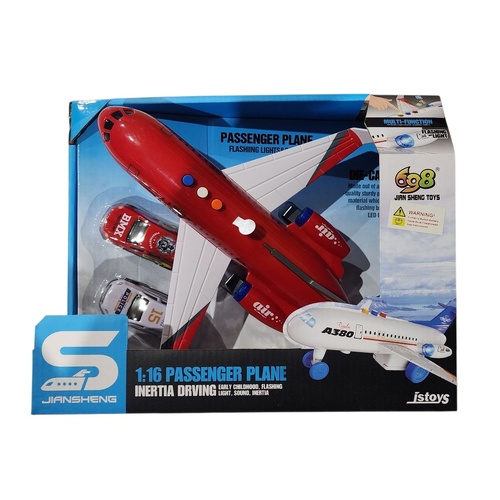 Airplane Friction with 2 Vehicles with Lights &amp; Sounds Red A330
