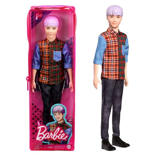 Barbie Fashionistas Ken Doll 154 Purple Hair and Plaid Shirt