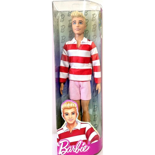 Barbie Fashionistas Ken Doll #241 in Red Striped Top And Pink Shorts With White Sneakers, Blonde