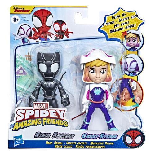 Marvel Spidey and His Amazing Friends Hero Reveal Figure 2-Pack Black Panther & Ghost-Spider