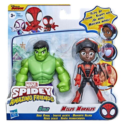 Marvel Spidey and His Amazing Friends Hero Reveal Figure 2-Pack Hulk & Miles Morales Spider-Man