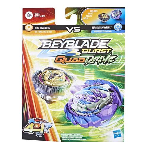 Beyblade Burst QuadDrive Wrath Fafnir F7 and Berserk Linwyrm L7 Dual Pack