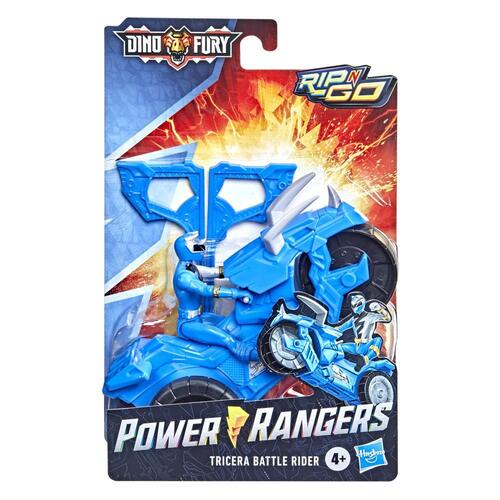 Power Rangers Dino Fury Rip N Go Tricera Battle Rider & Dino Fury Blue Ranger