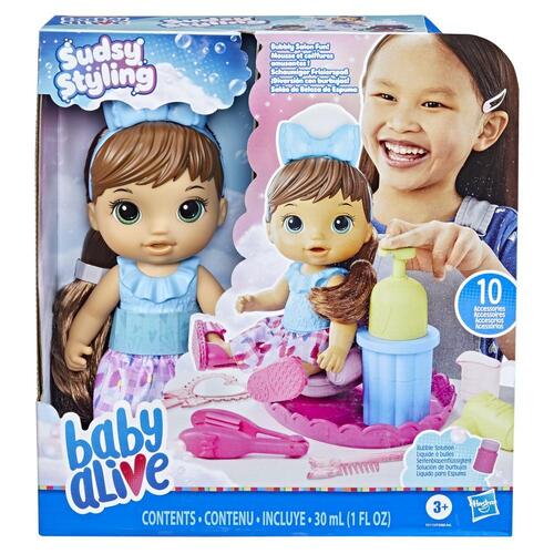 Baby Alive Sudsy Styling Doll Brown Hair