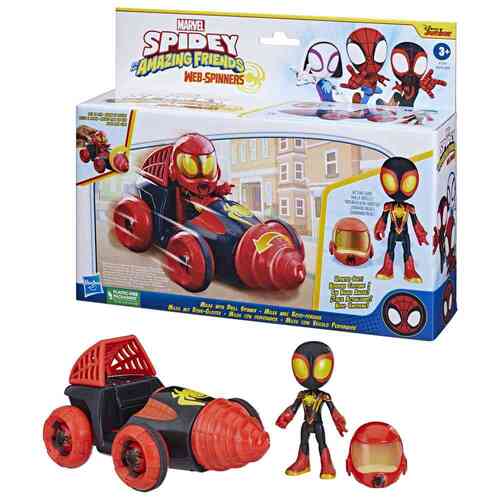 Marvel Spidey And His Amazing Friends Web-Spinners Miles With Drill Spinner Vehicle