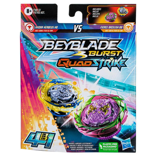 Beyblade Burst QuadStrike Fierce Bazilisk B8 and Hydra Kerbeus K8 Dual Pack