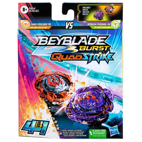 Beyblade Burst QuadStrike Ambush Nyddhog N8 and Chain Poseidon P8 Dual Pack
